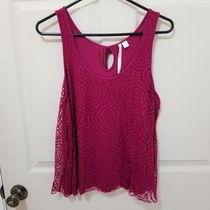Lauren Conrad Burgundy Lace Top XL